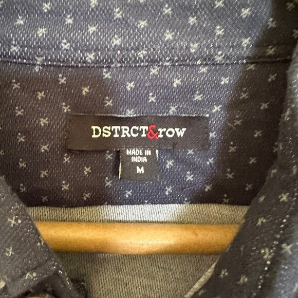 DSTRCT & Row Mens Navy Spotted Polo Size M - Picture 2 of 3
